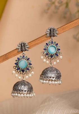 Sky Blue Brass Earrings Set