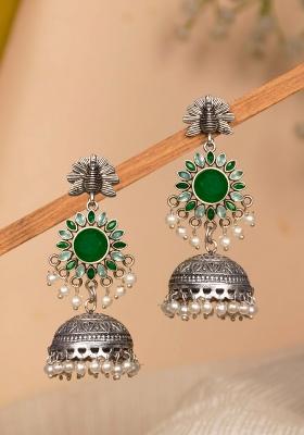Green Brass Earrings Set