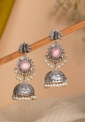 Pink Brass Earrings Set