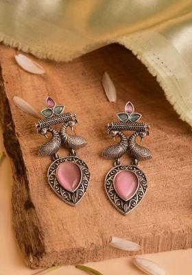 Pink Brass Earrings Set