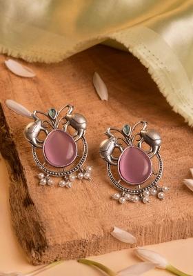 Pink Brass Earrings Set