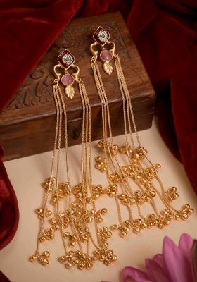 Maroon Brass Earrings Set
