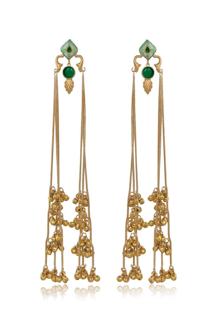 Turquoise Brass Earrings Set - Indya