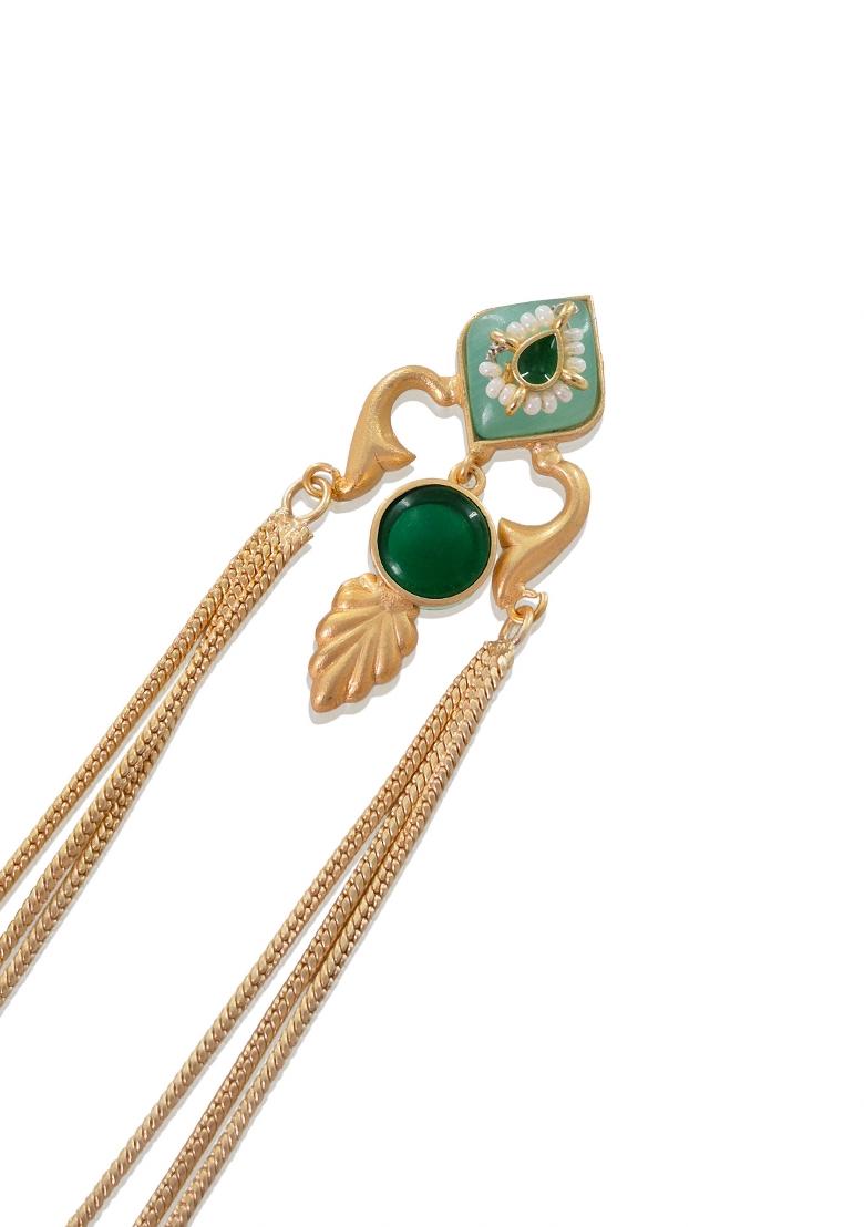 Turquoise Brass Earrings Set - Indya