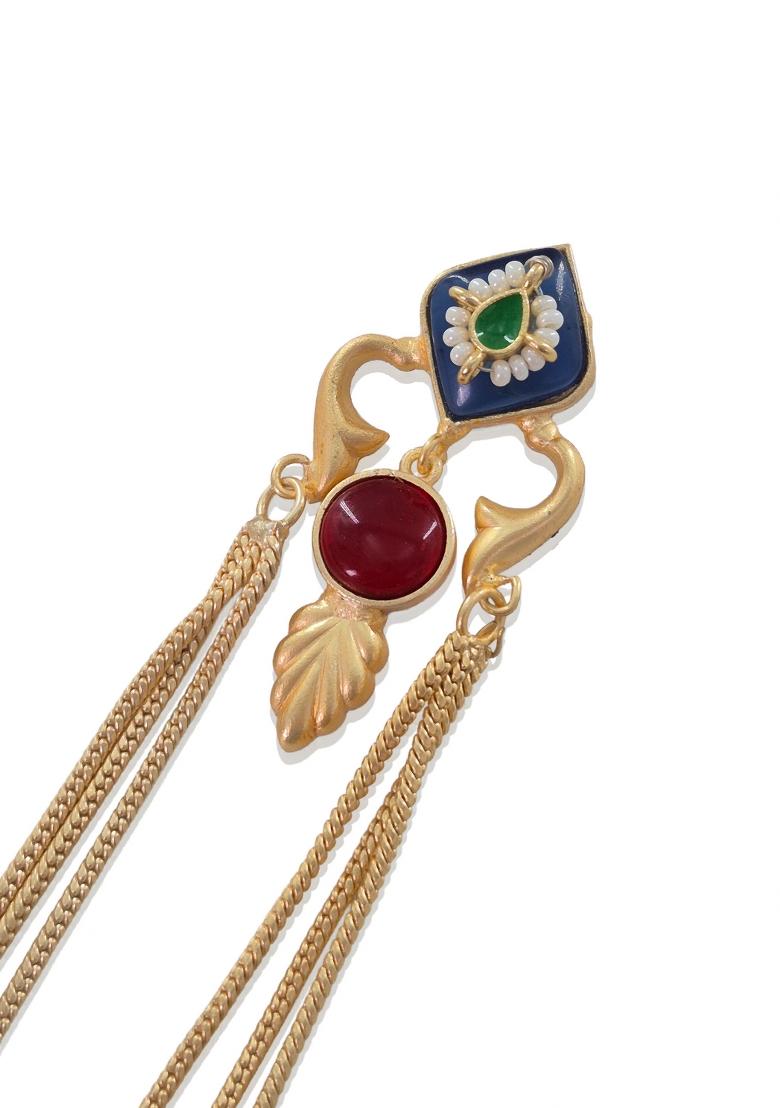 Navy Blue Brass Earrings Set - Indya