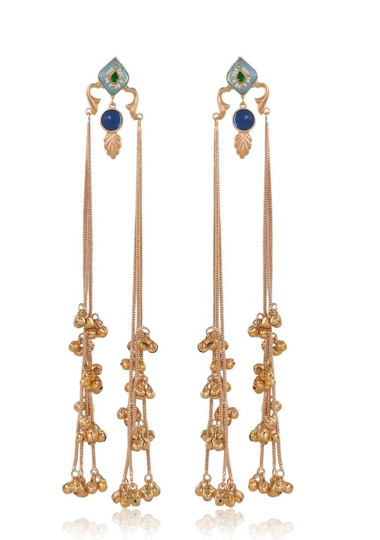 Sky Blue Brass Earrings Set - Indya