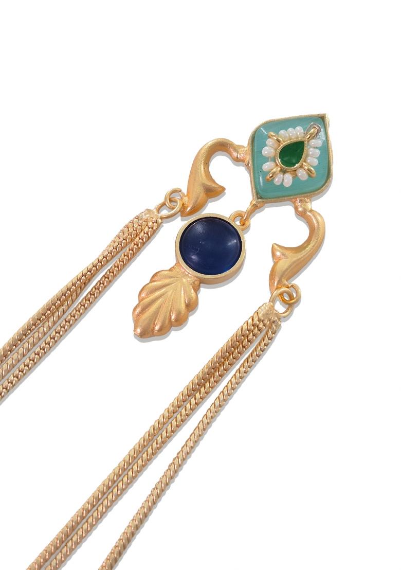 Sky Blue Brass Earrings Set - Indya