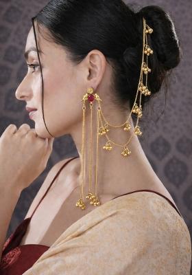 Maroon Brass Earrings Set