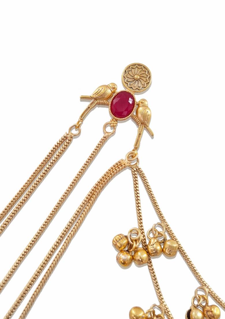 Maroon Brass Earrings Set - Indya