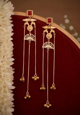 Maroon Brass Earrings Set
