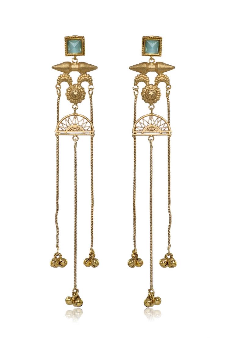 Sky Blue Brass Earrings Set - Indya