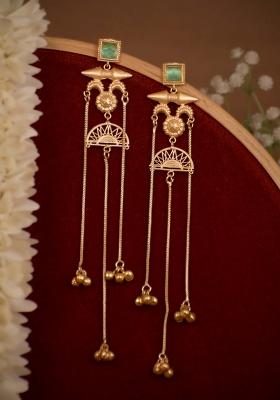 Turquoise Brass Earrings Set