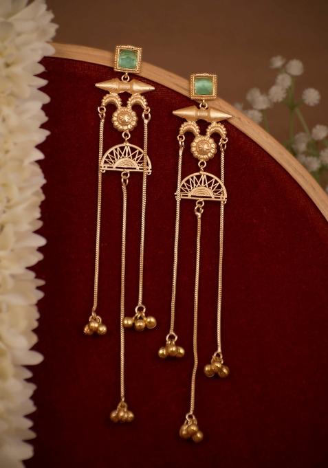 Turquoise Brass Earrings Set
