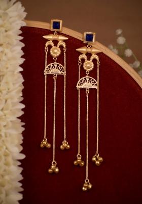Navy Blue Brass Earrings Set