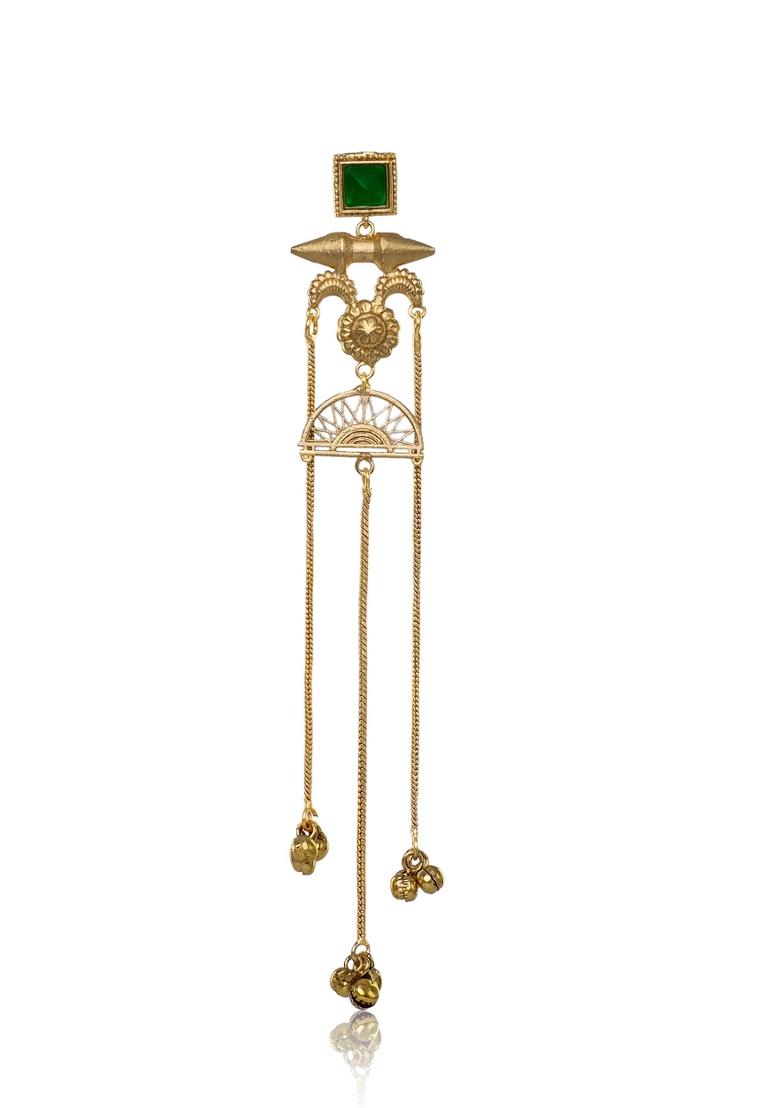 Green Brass Earrings Set - Indya
