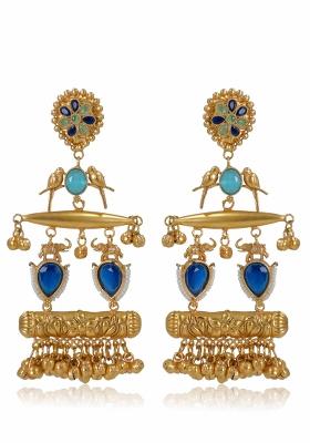 Navy Blue Brass Earrings Set