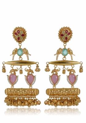 Pink Brass Earrings Set