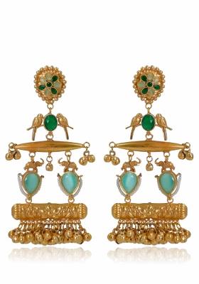 Turquoise Brass Earrings Set