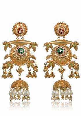 Green Brass Earrings Set