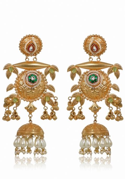 Green Brass Earrings Set
