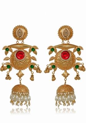 Maroon Brass Earrings Set