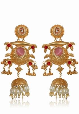 Pink Brass Earrings Set