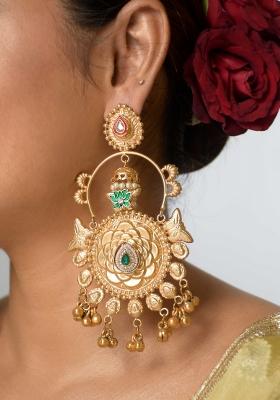 Maroon Brass Earrings Set