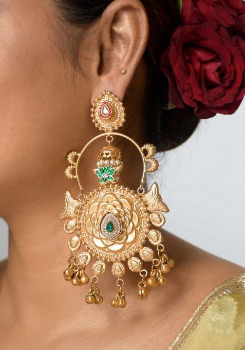 Maroon Brass Earrings Set