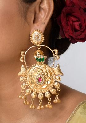 Green Brass Earrings Set