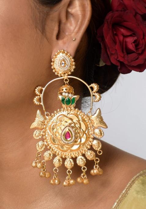 Green Brass Earrings Set