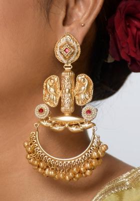 Maroon Brass Earrings Set