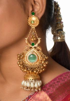 Turquoise Brass Earrings Set