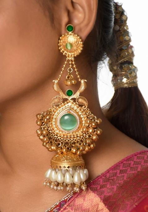 Turquoise Brass Earrings Set