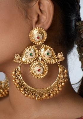 Maroon Brass Earrings Set