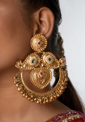 Green Brass Earrings Set