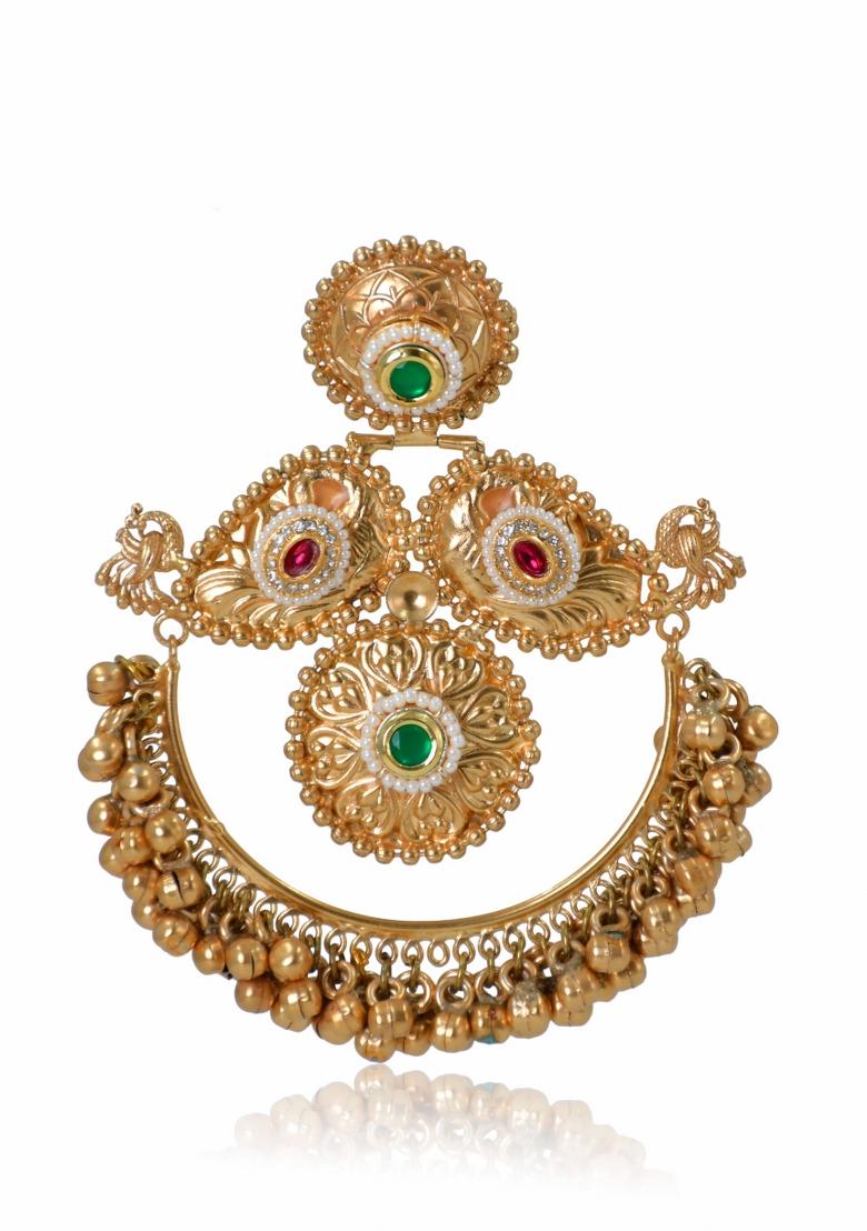 Green Brass Earrings Set - Indya