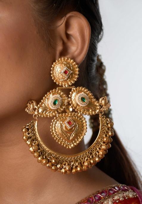 Green Brass Earrings Set