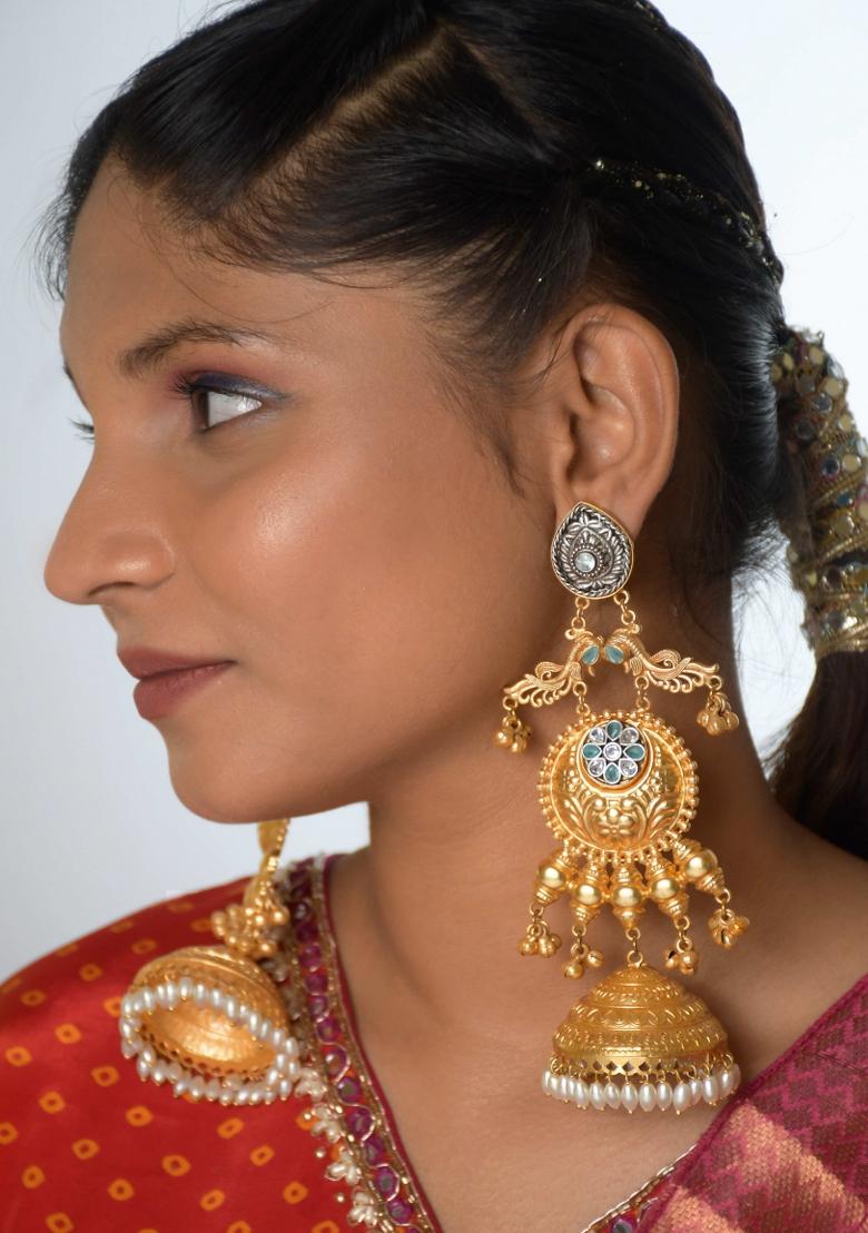 Sky Blue Brass Earrings Set - Indya