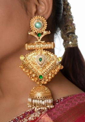 Turquoise Brass Earrings Set
