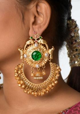 Green Brass Earrings Set