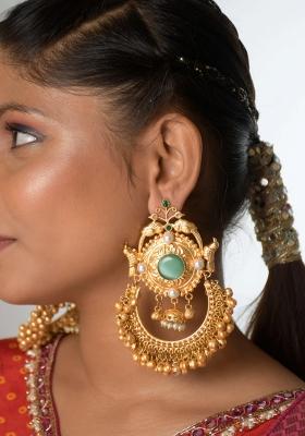 Turquoise Brass Earrings Set