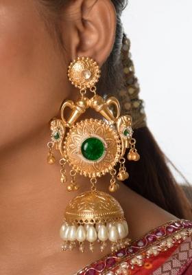Green Brass Earrings Set