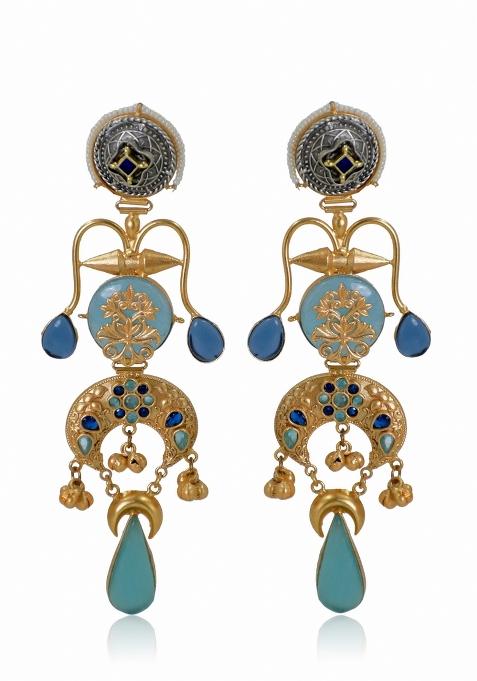 Sky Blue Brass Earrings Set