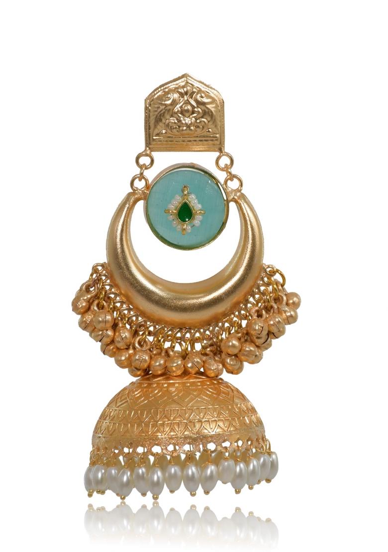 Turquoise Brass Earrings Set - Indya
