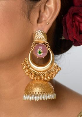 Pink Brass Earrings Set