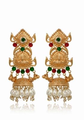 Maroon Brass Earrings Set