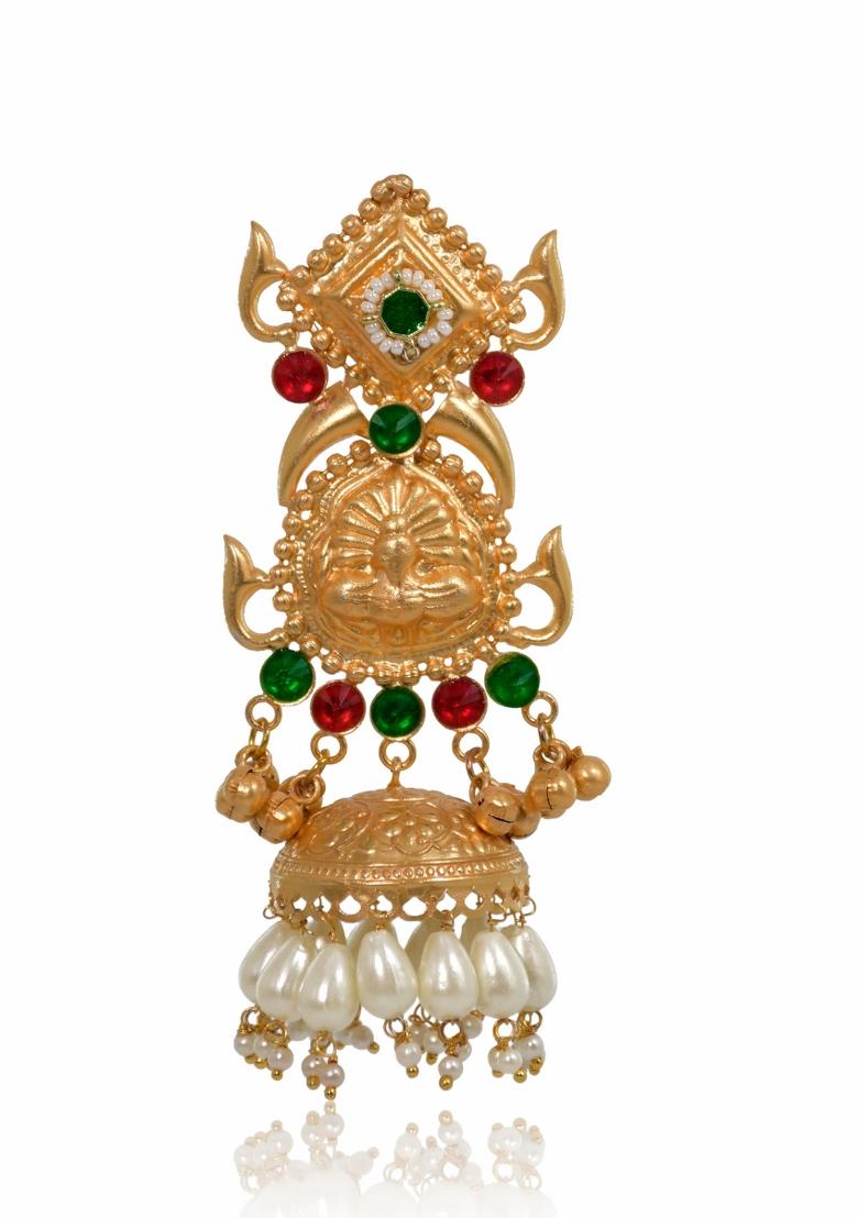 Maroon Brass Earrings Set - Indya