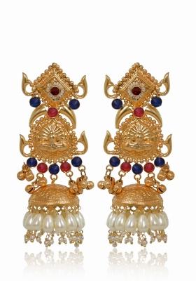 Navy Blue Brass Earrings Set