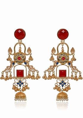 Maroon Brass Earrings Set