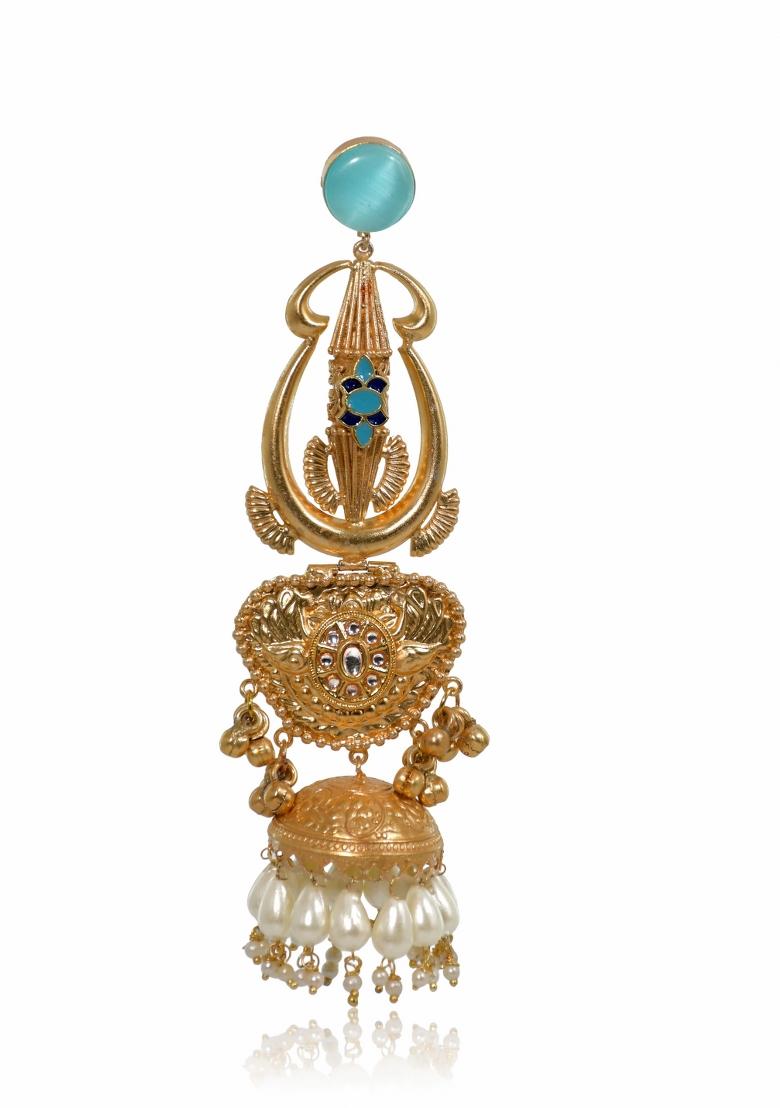 Sky Blue Brass Earrings Set - Indya